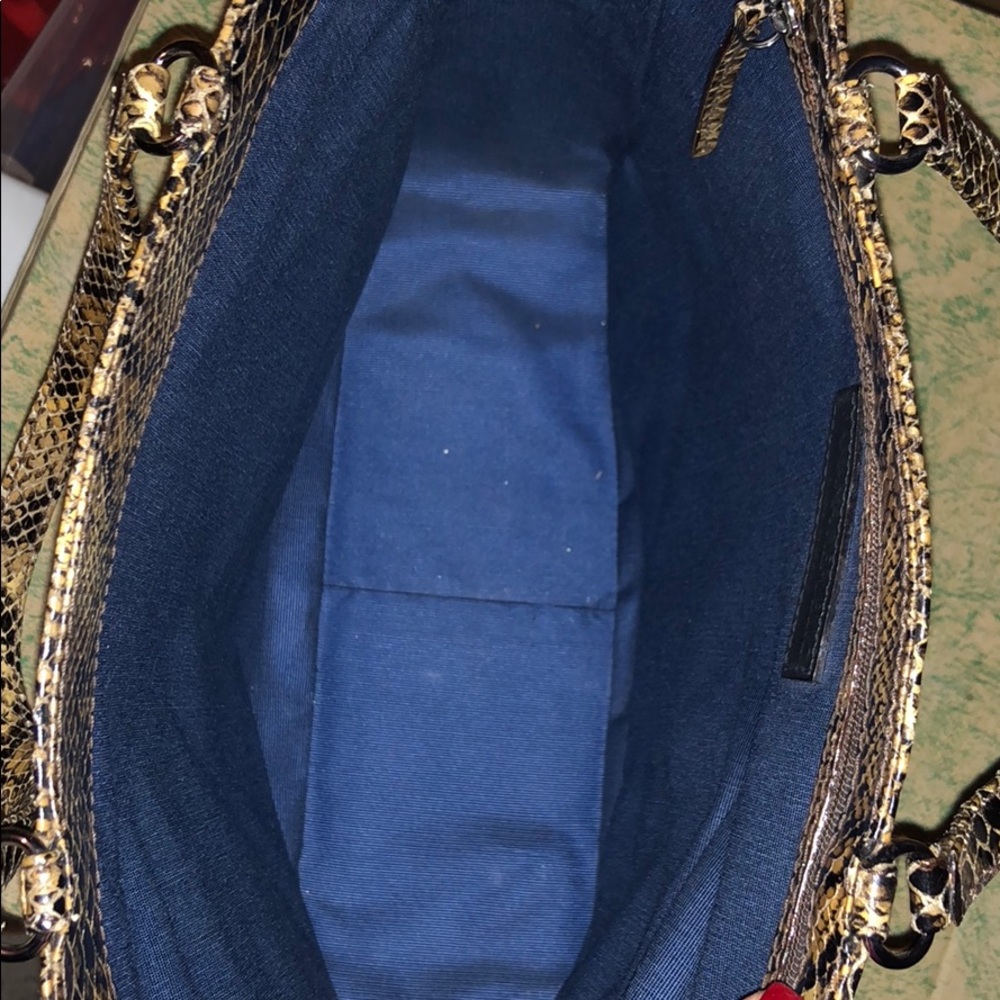 Genuine Leather Python Print Tote - image 5